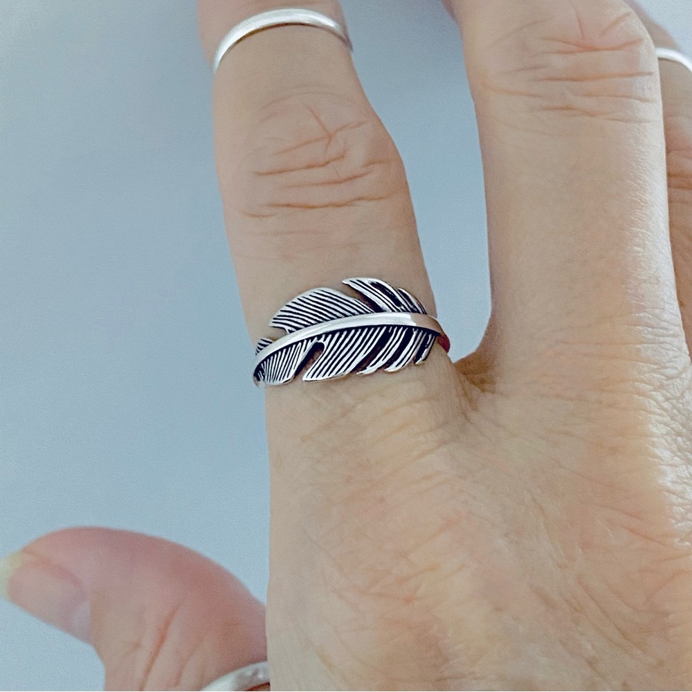 Sterling Silver Statement Feather Ring, Angels Wi… - image 7